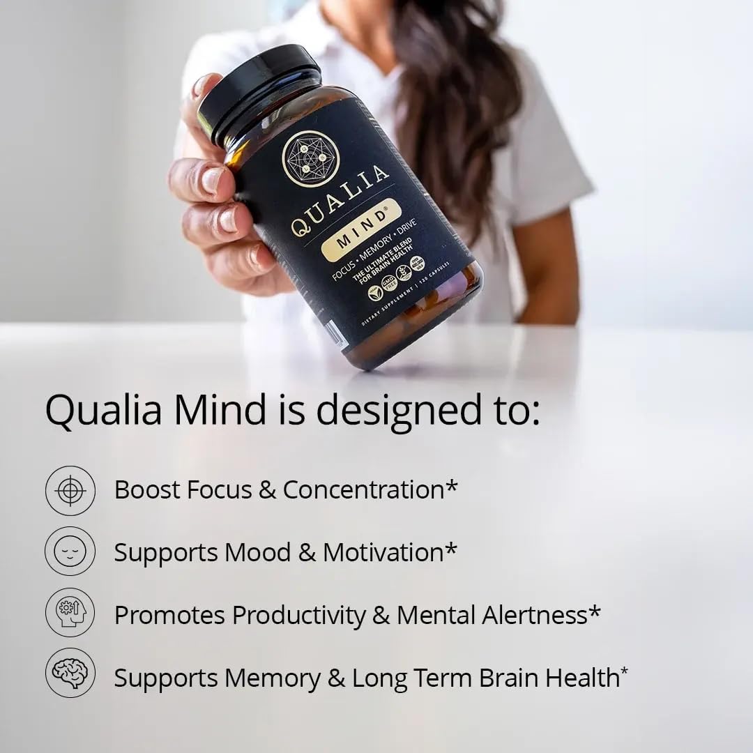Qualia Mind | Nootropic Brain Supplement for Memory, Focus & Energy 120cap