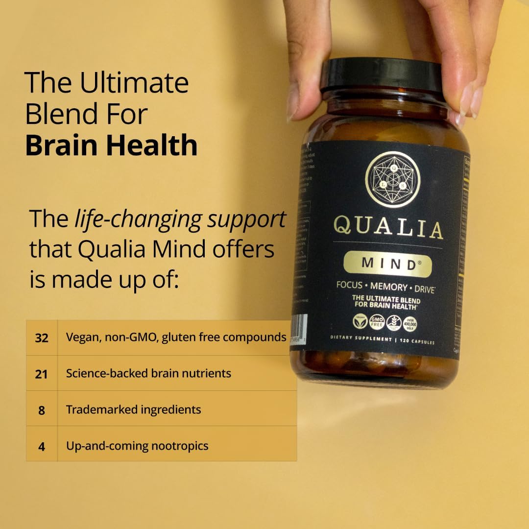 Qualia Mind | Nootropic Brain Supplement for Memory, Focus & Energy 120cap