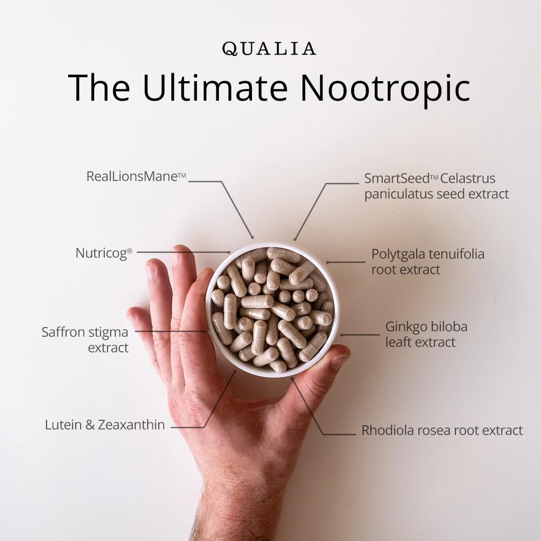 Qualia Mind | Nootropic Brain Supplement for Memory, Focus & Energy 120cap
