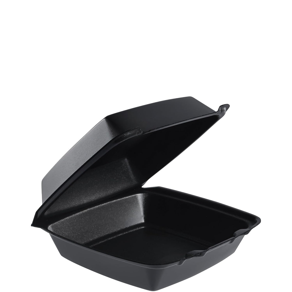 Dart 8.4 Inch Single-Compartment Black Foam Hinged Container with Removable Lid, 85HTB1R (200 Count)