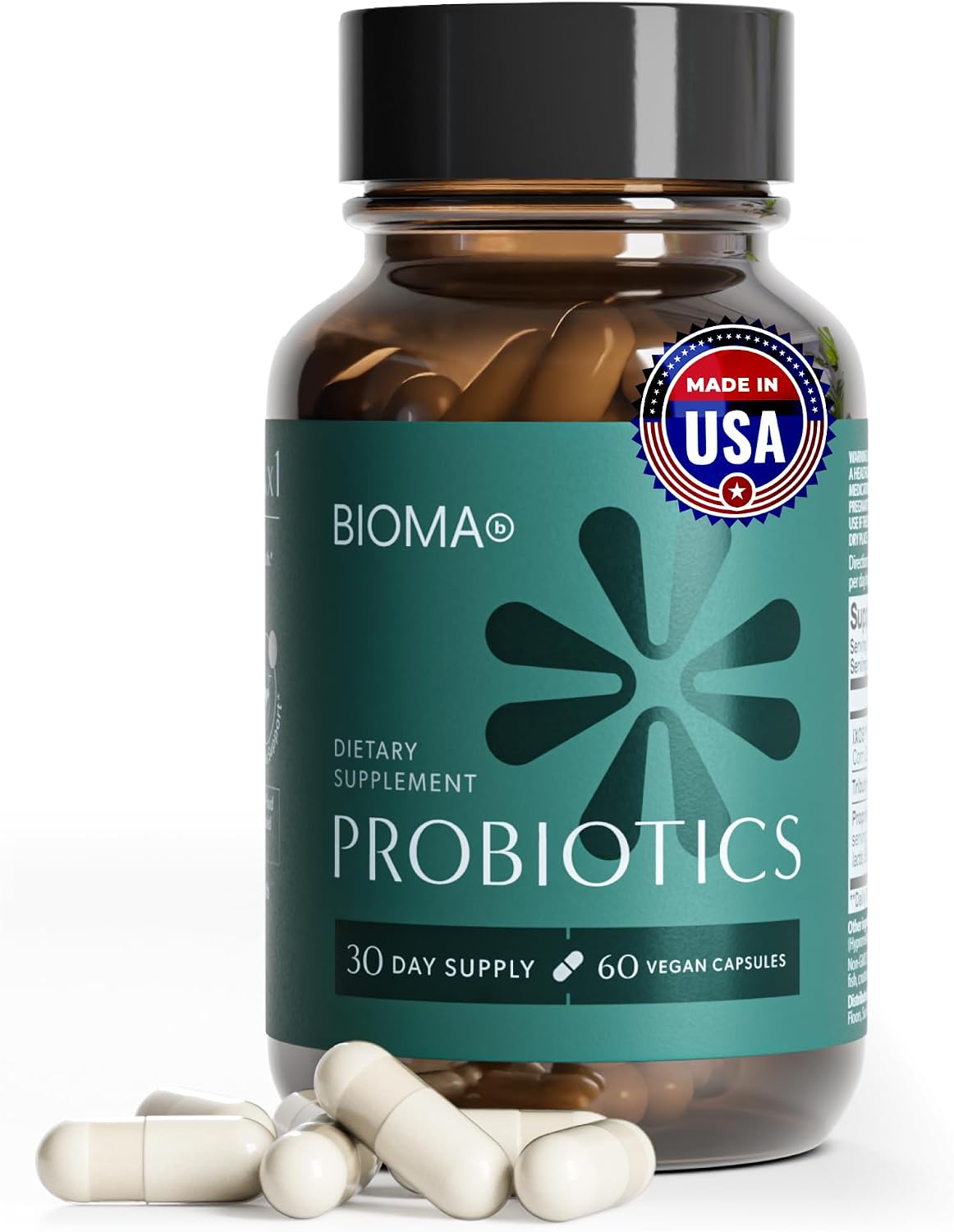BIOMA Probiotics - Digestive Health Probiotic - Gut Support for Men & Women with Xylooligosaccharides, Tributyrin & Bifidobacterium - Vegan & Gluten Free - 60 Delayed-Release Capsules (30-Day Supply)
