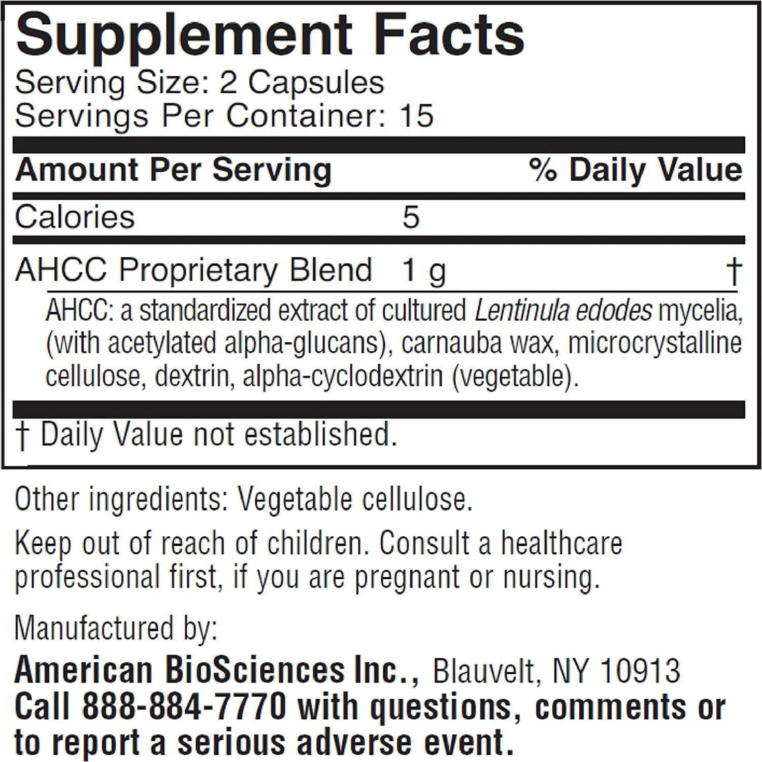 American BioSciences ImmPower AHCC Supplement, Vegetarian Capsules, Enhanced Immune Support, Natural Killer Cell Activity and Cytokine Production, 500 milligrams per Capsule (30 Count)