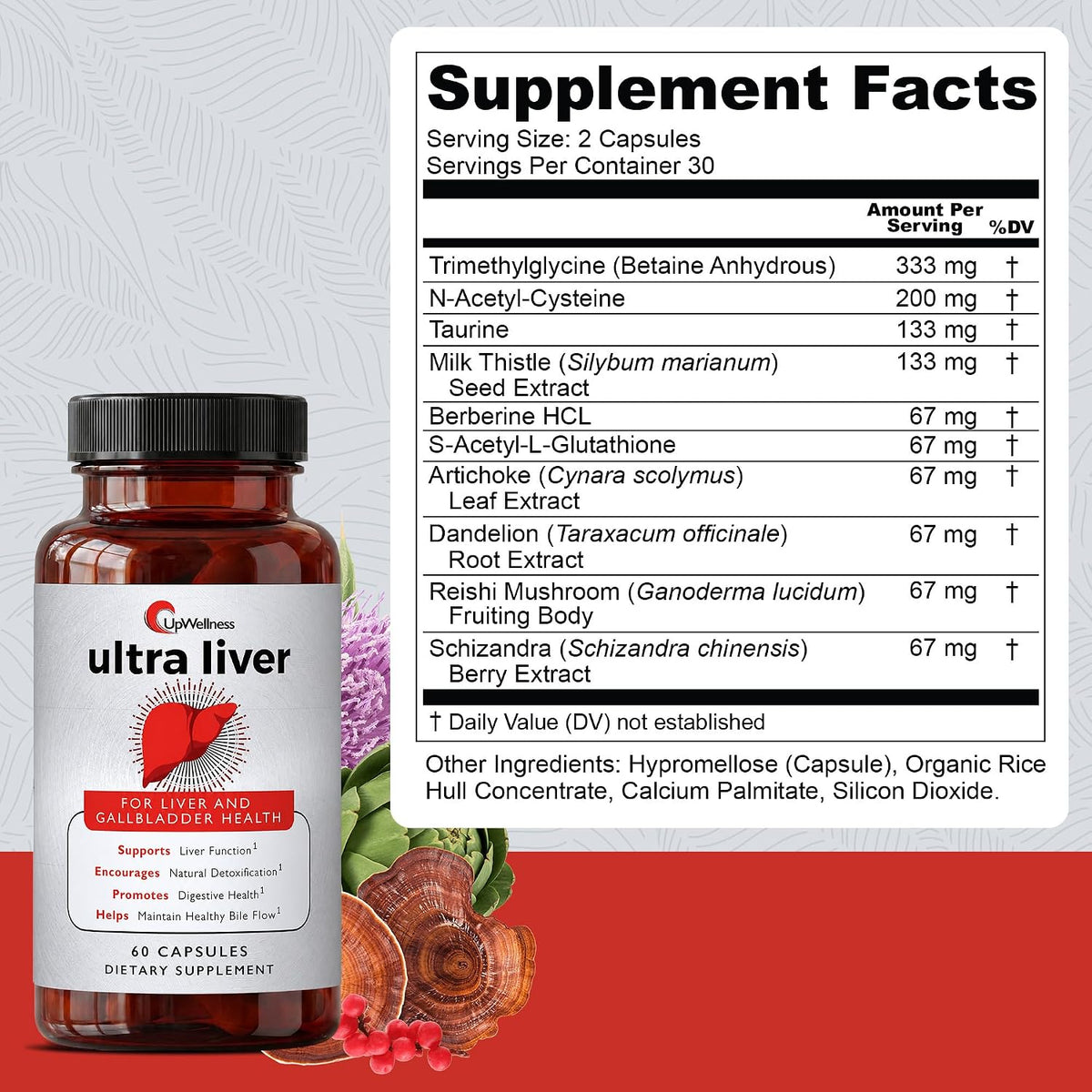 UpWellness Ultra Liver Support Supplement, 60 Capsules