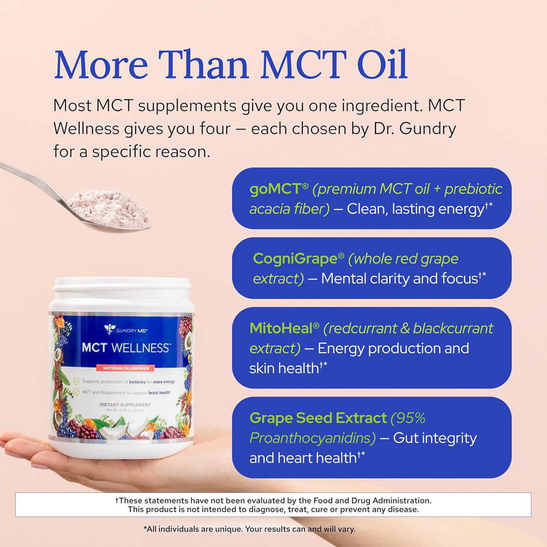 Gundry MD® MCT Wellness Powder, Watermelon Lemonade Flavor, 30 Servings