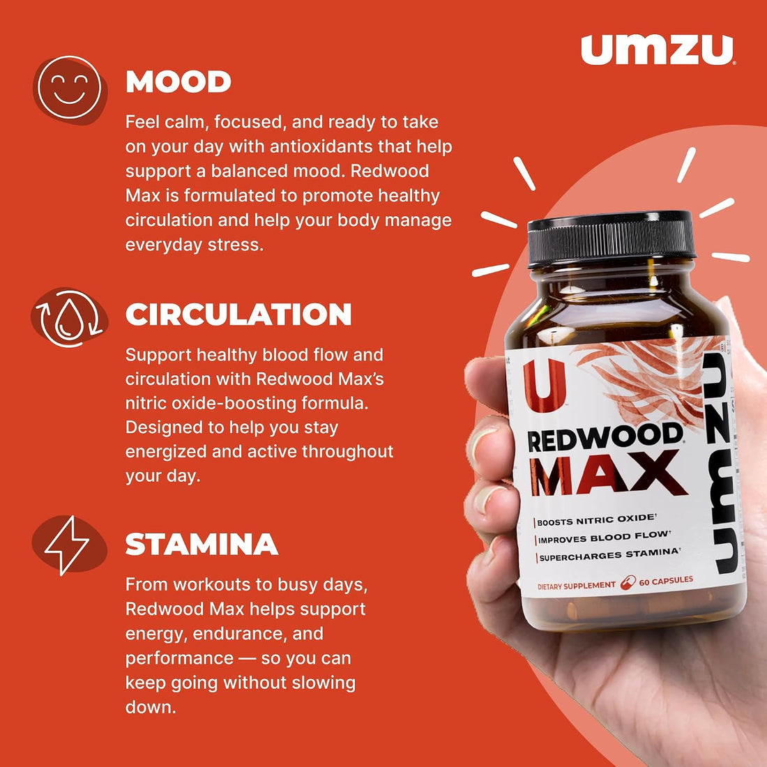 UMZU Redwood Max Nitric Oxide Booster, 1 Month Supply