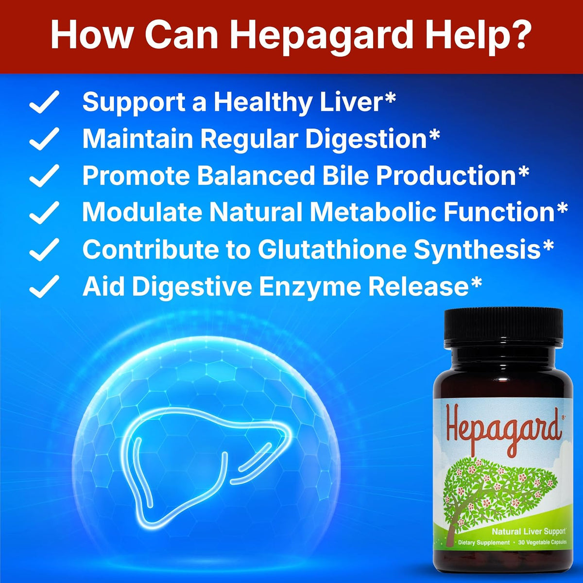 Hepagard Natural Liver Support Supplement with NAC, Vegan, Gluten-Free
