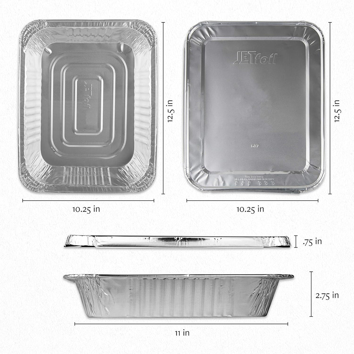 PLASTICPRO Disposable 9 x 13 Aluminum Foil Pans With Lids Half Size 25 Sets