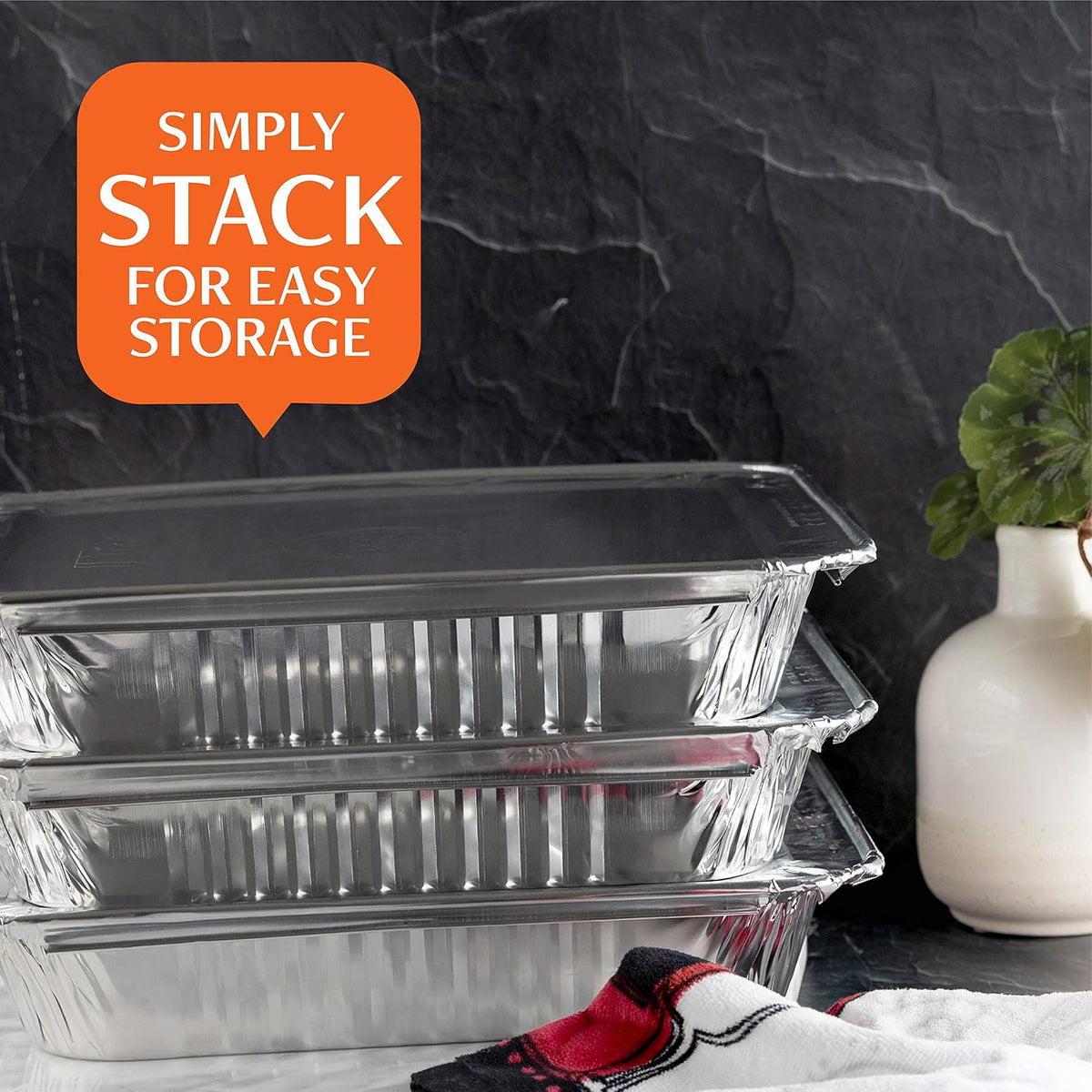 PLASTICPRO Disposable 9 x 13 Aluminum Foil Pans With Lids Half Size 25 Sets