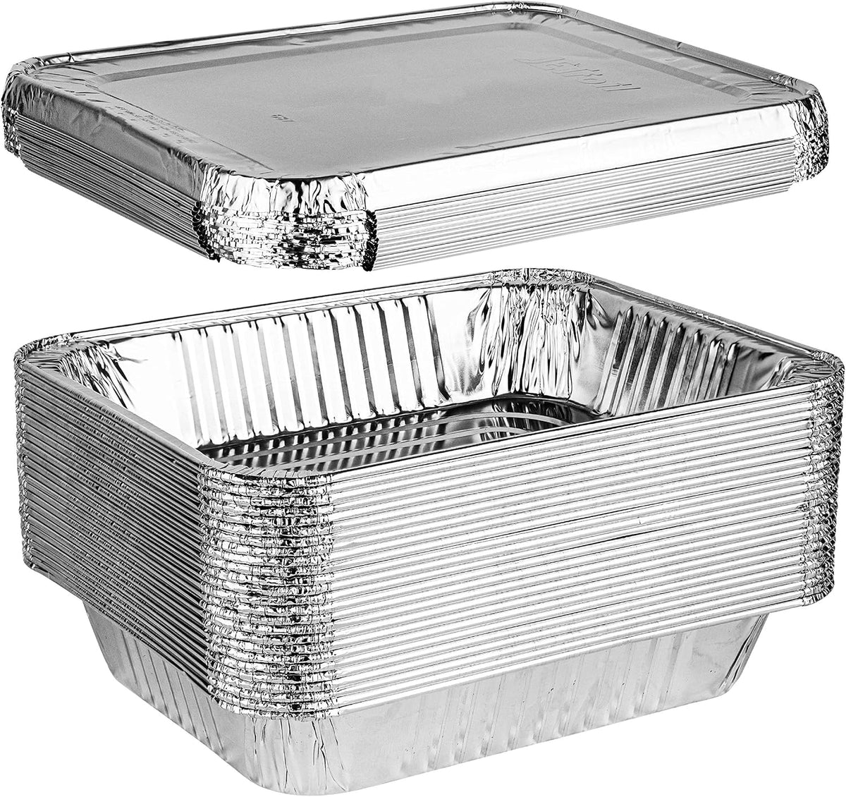 PLASTICPRO Disposable 9 x 13 Aluminum Foil Pans With Lids Half Size 25 Sets