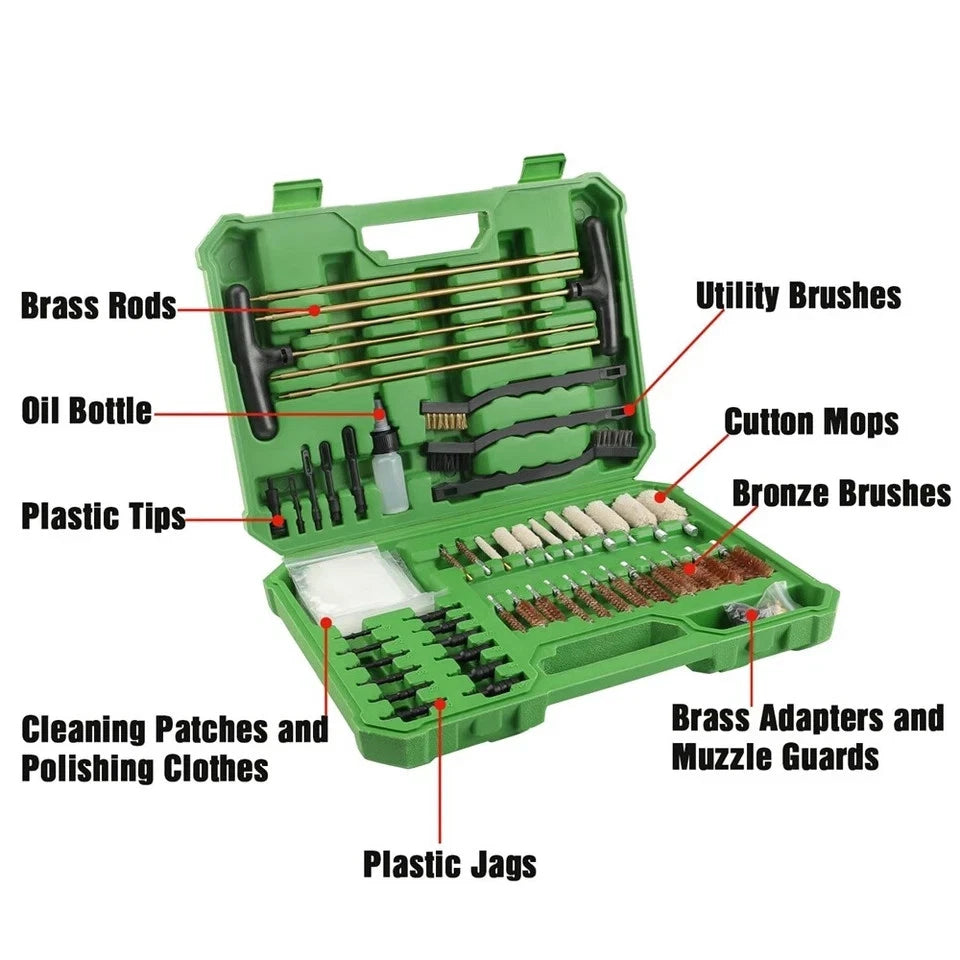 Universal Gun Cleaning Kit Pistol Shotgun Handgun Rifle Firearm w/Case