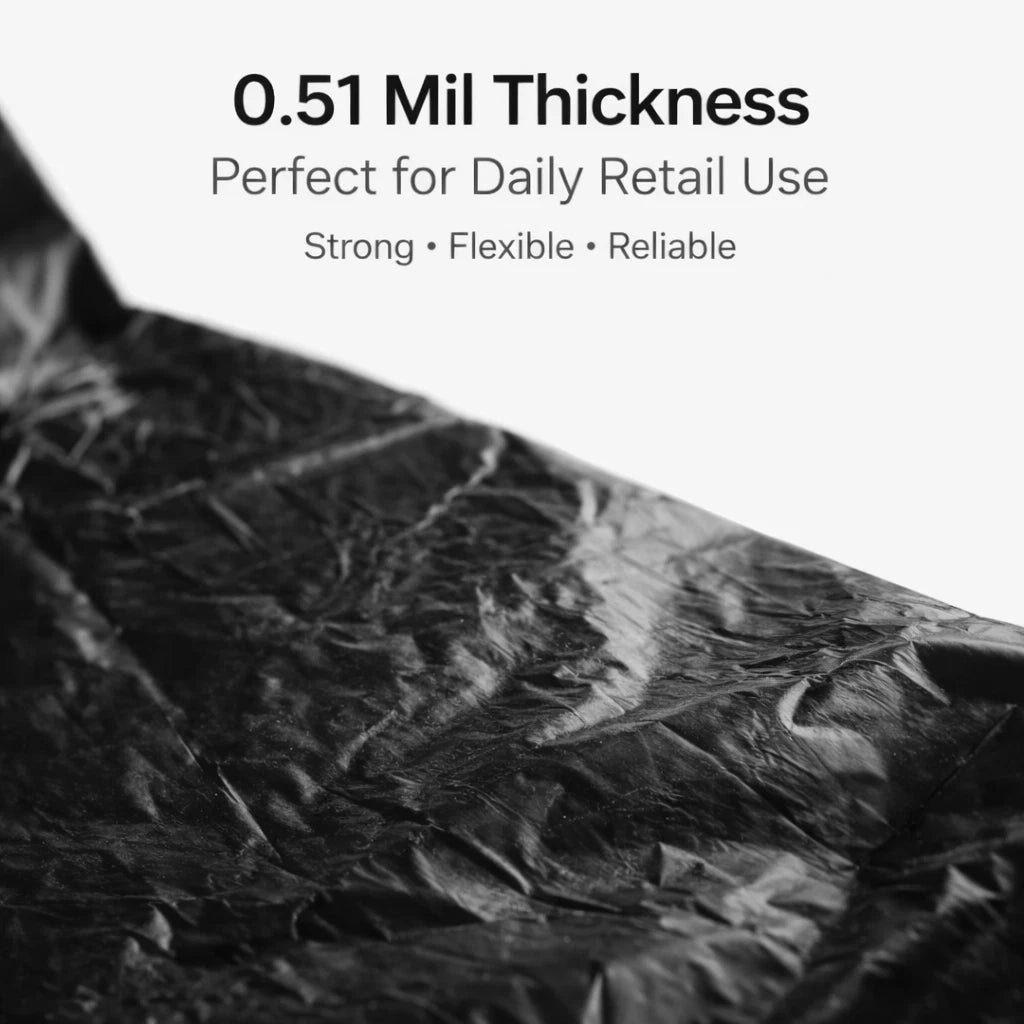 Black 1/6 Thank You T-Shirt Plastic Bags 21x6.5x11.5 0.51 Mil 500 PCS