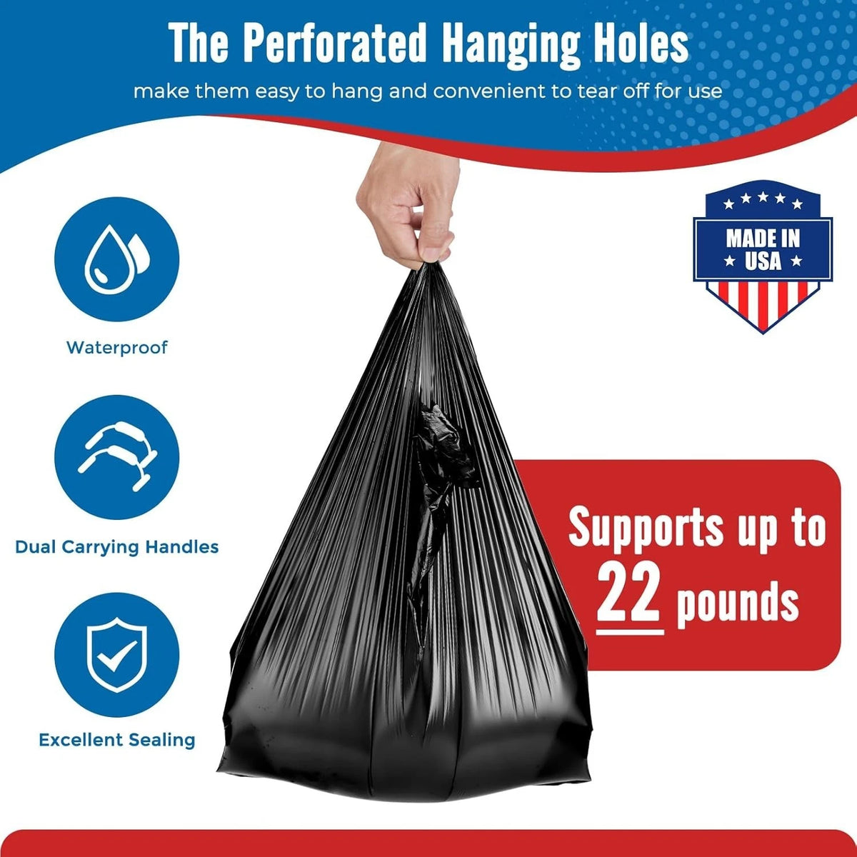 1000 Black T-Shirt Bags 1/6 12" x 6.5" x 21", Plastic Grocery Shopping Bags